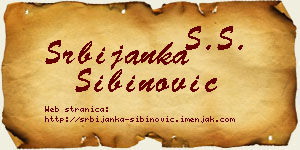 Srbijanka Sibinović vizit kartica